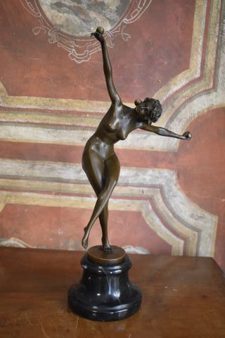 Bronce Colinet bailarina sobre mármol firmado