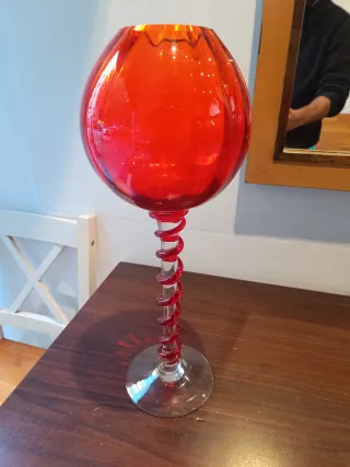 Calice decorativo in vetro di Murano rosso