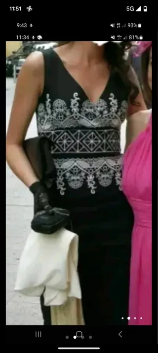 Vestido Fiesta Tintoretto Talla 36 Negro