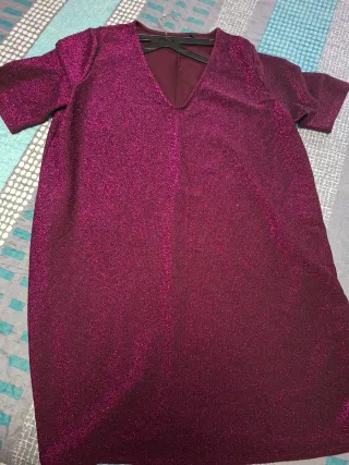 Vestido fiesta brillo rosa/morado
