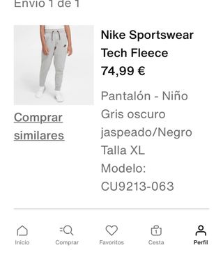 Pantalón Nike Tech Fleece Niño Gris XL