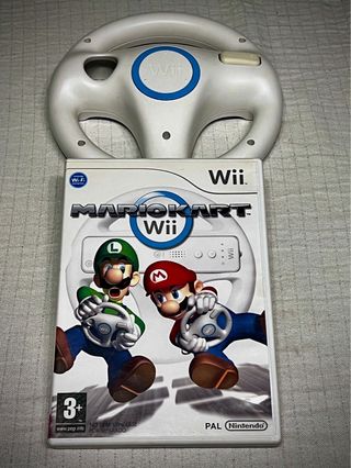 Mario Kart para la consola Wii en su caja+volante