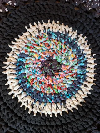 Alfombra redonda hecha a mano multicolor