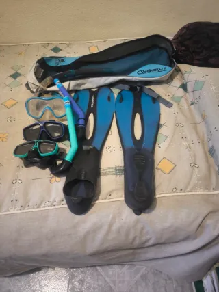 Conjunto Snorkel Máscara Aletas Tubo