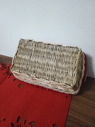 Cestino vintage lana e vimini