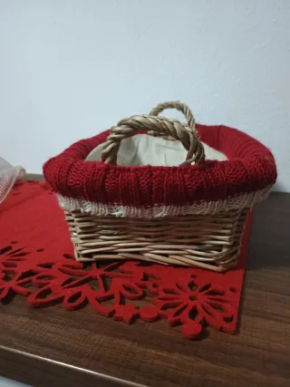 Cestino vintage lana e vimini