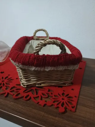 Cestino vintage lana e vimini