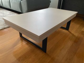 Mesa centro elevable madera blanca y negro