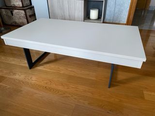 Mesa centro elevable madera blanca y negro