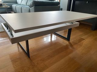 Mesa centro elevable madera blanca y negro