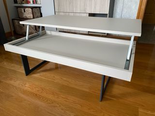 Mesa centro elevable madera blanca y negro