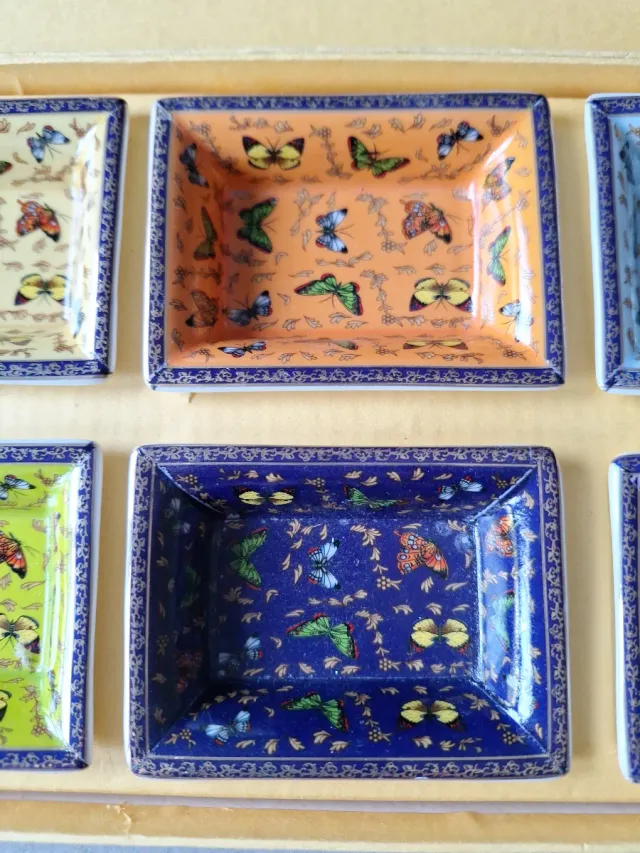 Estuche de bandejitas cerámica mariposas set 6