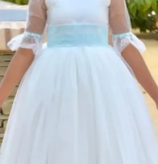 Vestido de Comunión Blanco y Azul