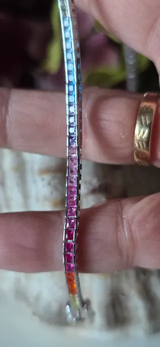 Pulsera Riviere Plata Zafiros Multicolor