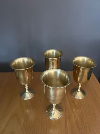 4 Copas Latón Antiguas Hechas a Mano