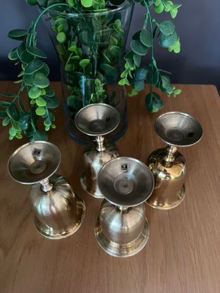 4 Copas Latón Antiguas Hechas a Mano