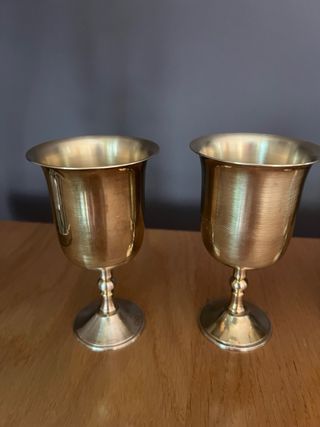 4 Copas Latón Antiguas Hechas a Mano