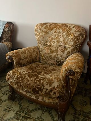 Set di Divani Vintage: Pouf + 2 Poltrone