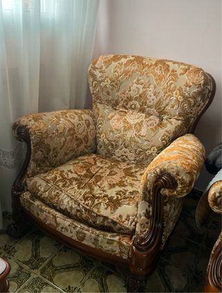 Set di Divani Vintage: Pouf + 2 Poltrone