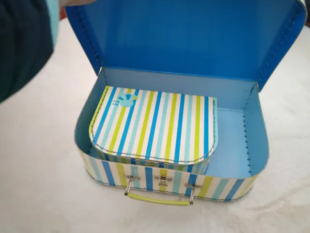 Maletín infantil Tuctuc rayas azules y verdes