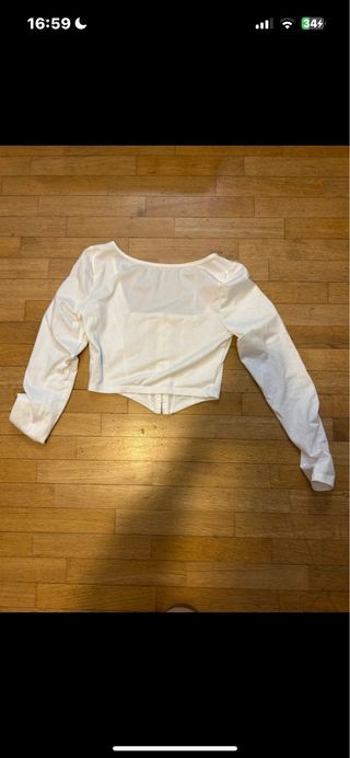 Top Shein bianco manica lunga taglia S
