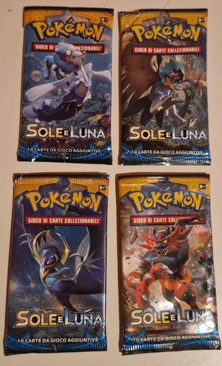 4 Bustine Vuote Pokémon Sole e Luna