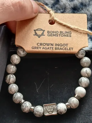 Pulseira BOHO BLING GEMSTONES Ágata Cinza