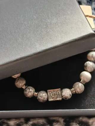 Pulseira BOHO BLING GEMSTONES Ágata Cinza