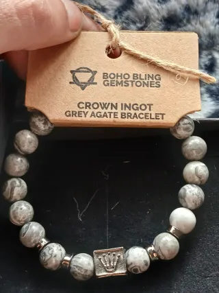 Pulseira BOHO BLING GEMSTONES Ágata Cinza