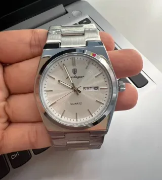 Reloj Poedagar Clásico Hombre Plata y Blanco