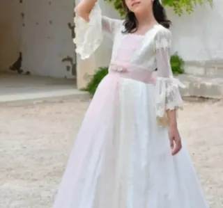Vestido de Comunión Blanco y Rosa
