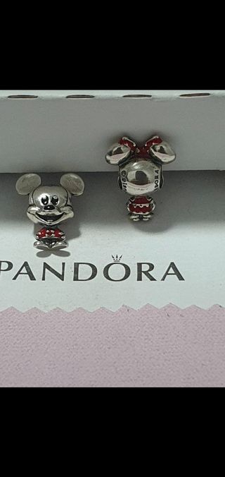 Lote 2 Charm Pandora Mickey y Minnie.