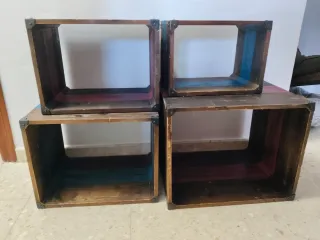 Cajas de madera envejecida apilables