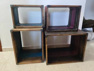 Cajas de madera envejecida apilables
