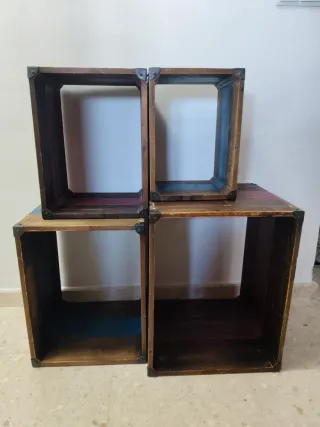 Cajas de madera envejecida apilables