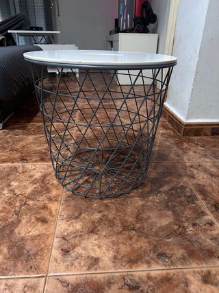 Mesa auxiliar redonda metal y madera