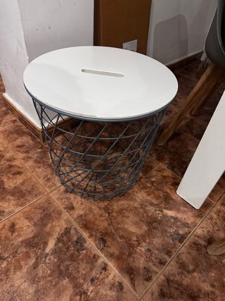 Mesa auxiliar redonda metal y madera