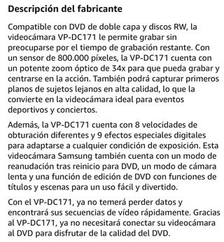 Videocámara Samsung VP-DC171 DVD