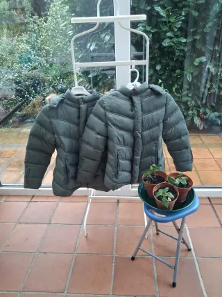 Plumíferos para gemelos verde, unisex  con capucha