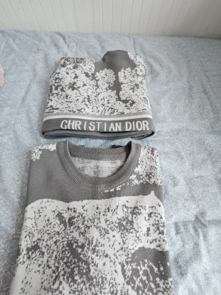 Conjunto Christian Dior Jersey Gris Blanco