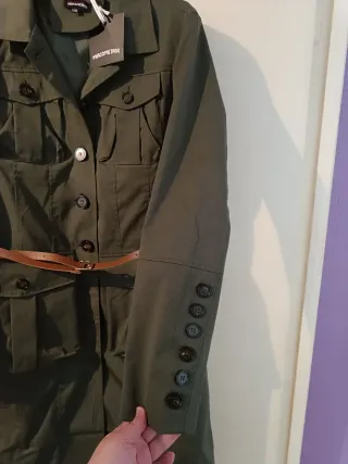 Gabardina larga Punt Roma verde militar Talla L