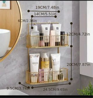 Estantería colgante dorada sin taladro