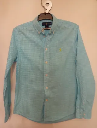 Camisa Ralph Lauren cuadros azul/blanco T.14-16