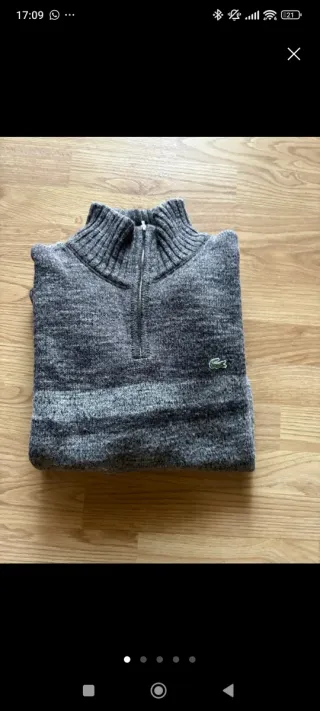 Jersey Lacoste gris con cremallera