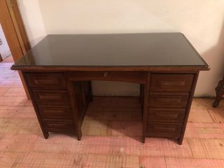 Mesa de despacho madera y cristal