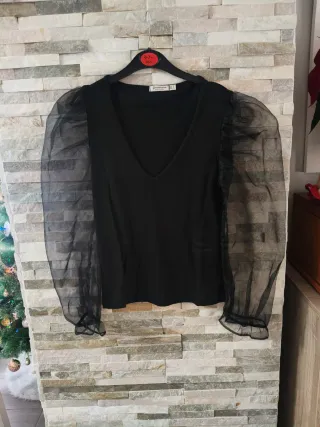 Blusa Stradivarius manga transparente Talla M