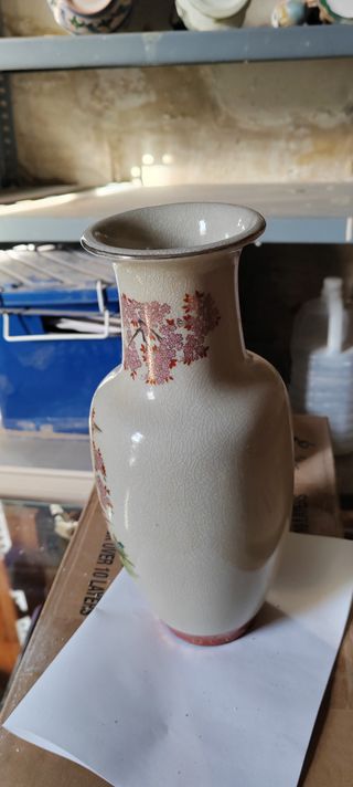 Jarrón Chino Cerámica Porcelana Dorado