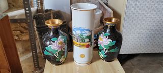 Jarrón Chino Cerámica Porcelana Dorado