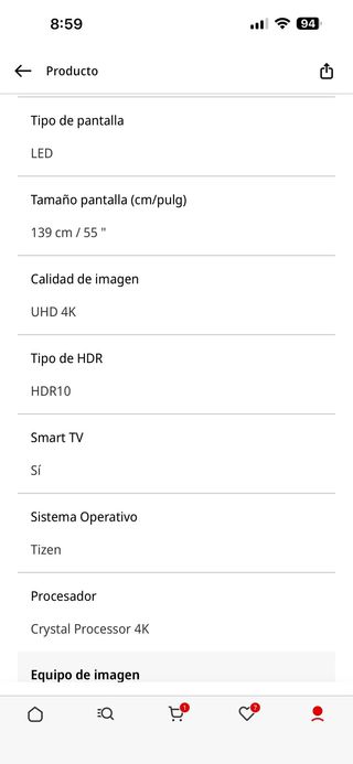Televisión Samsung 55 Negra