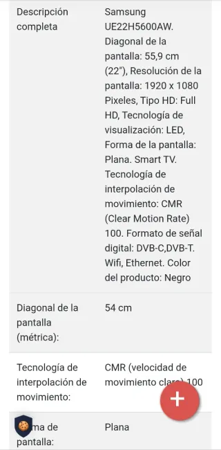(Se vende como tv)Samsung Smart TV UE22H5600AW